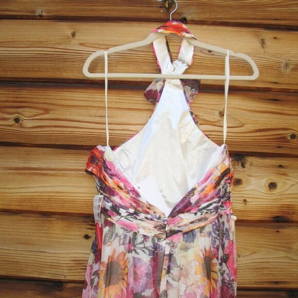 MAC DUGGAL 68108 Multicolor Asymmetrical Ruffled Halter Floral Gown - Picture 12 of 15